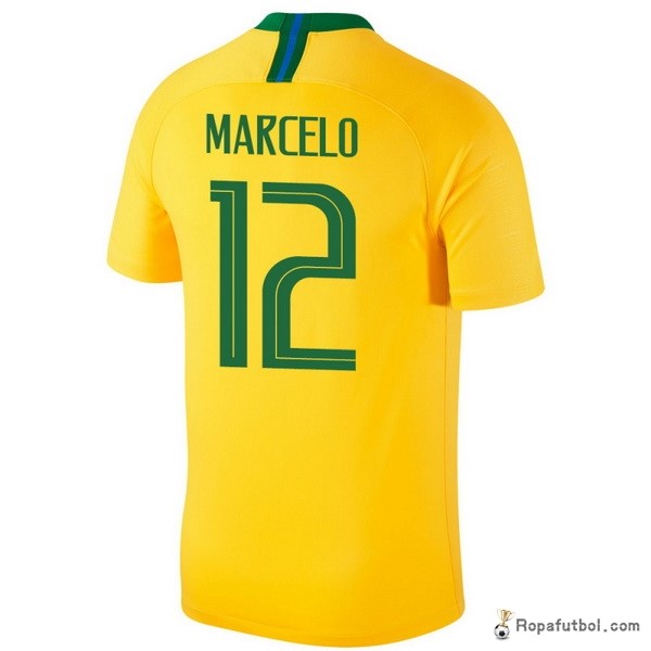 Camiseta Brasil Replica Primera Ropa Marcelo 2018 Amarillo